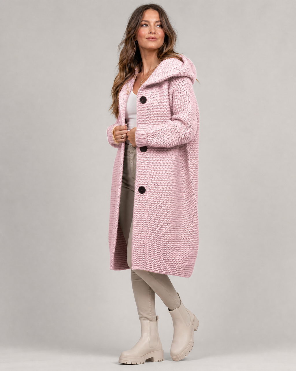 Mila – Kardigan damski oversize z kapturem