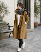 Lena – Długi trencz damski z kapturem