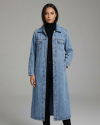 Klara – Długi płaszcz jeansowy damski oversize