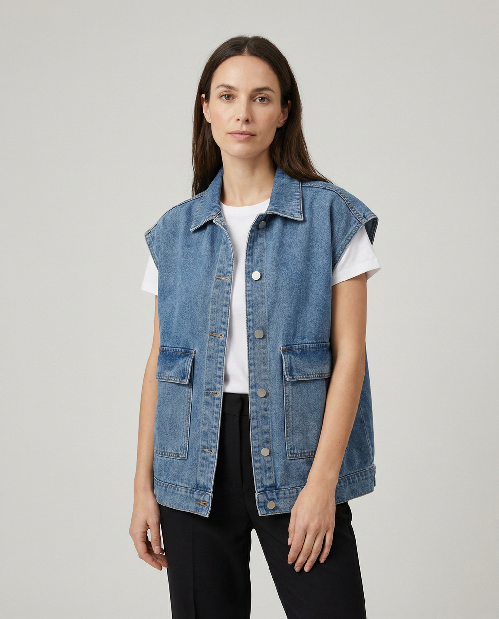Lola – Jeansowa kamizelka damska oversize