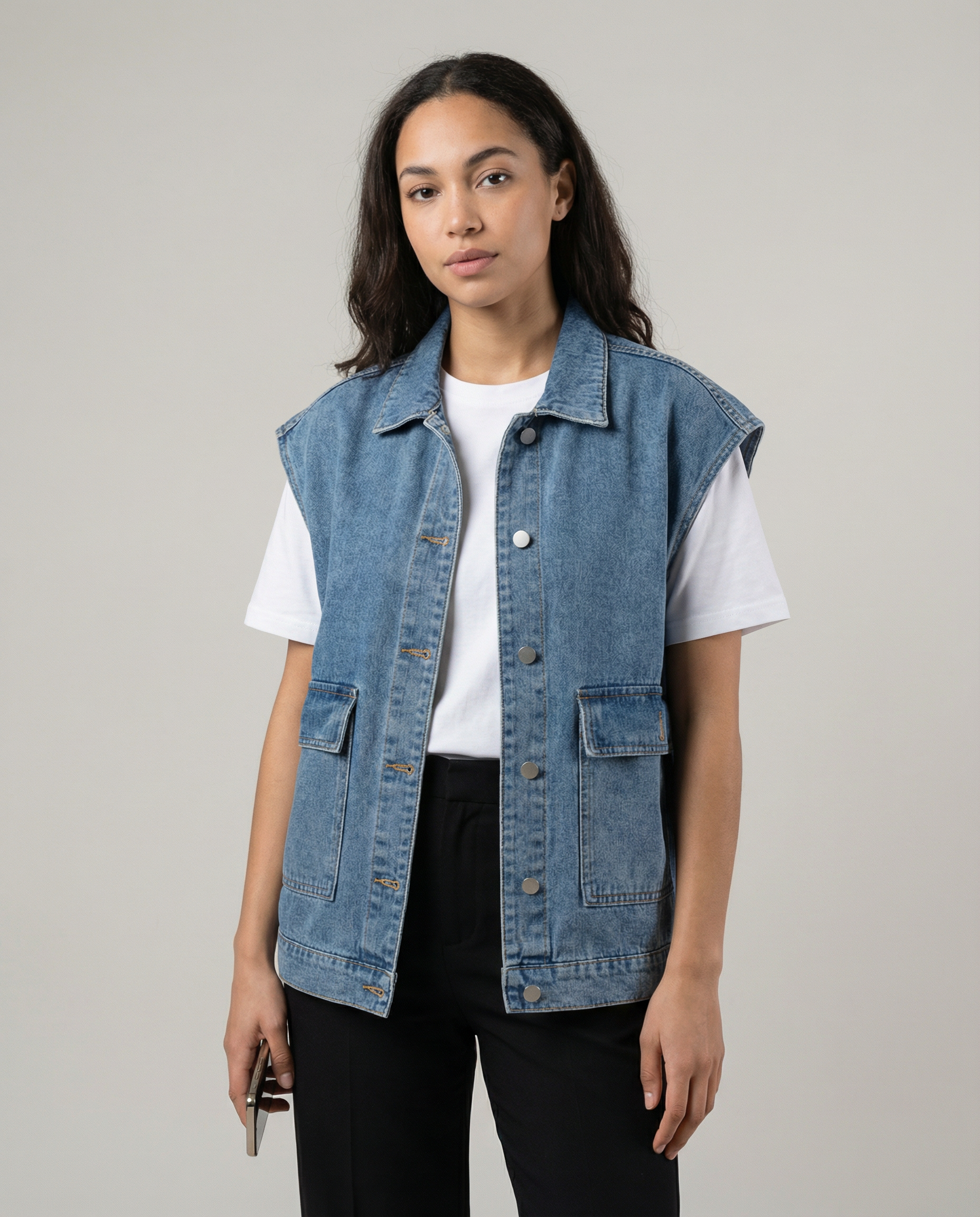 Lola – Jeansowa kamizelka damska oversize