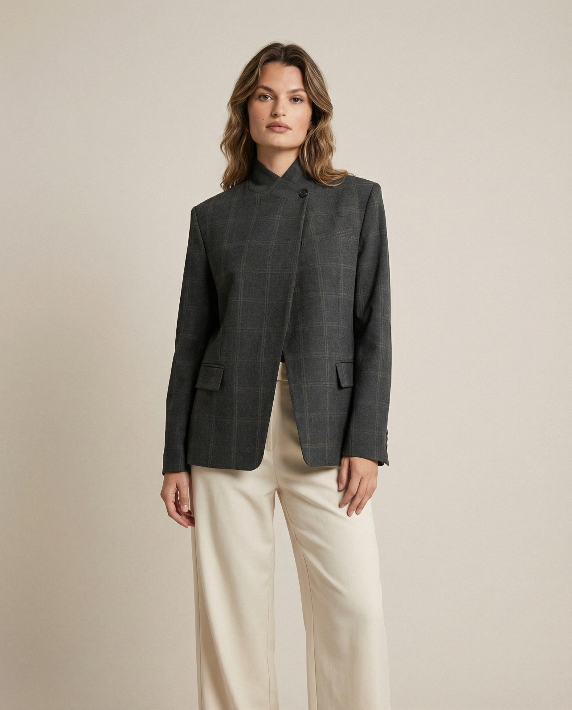 Sabina – Marynarka damska oversize w kratę