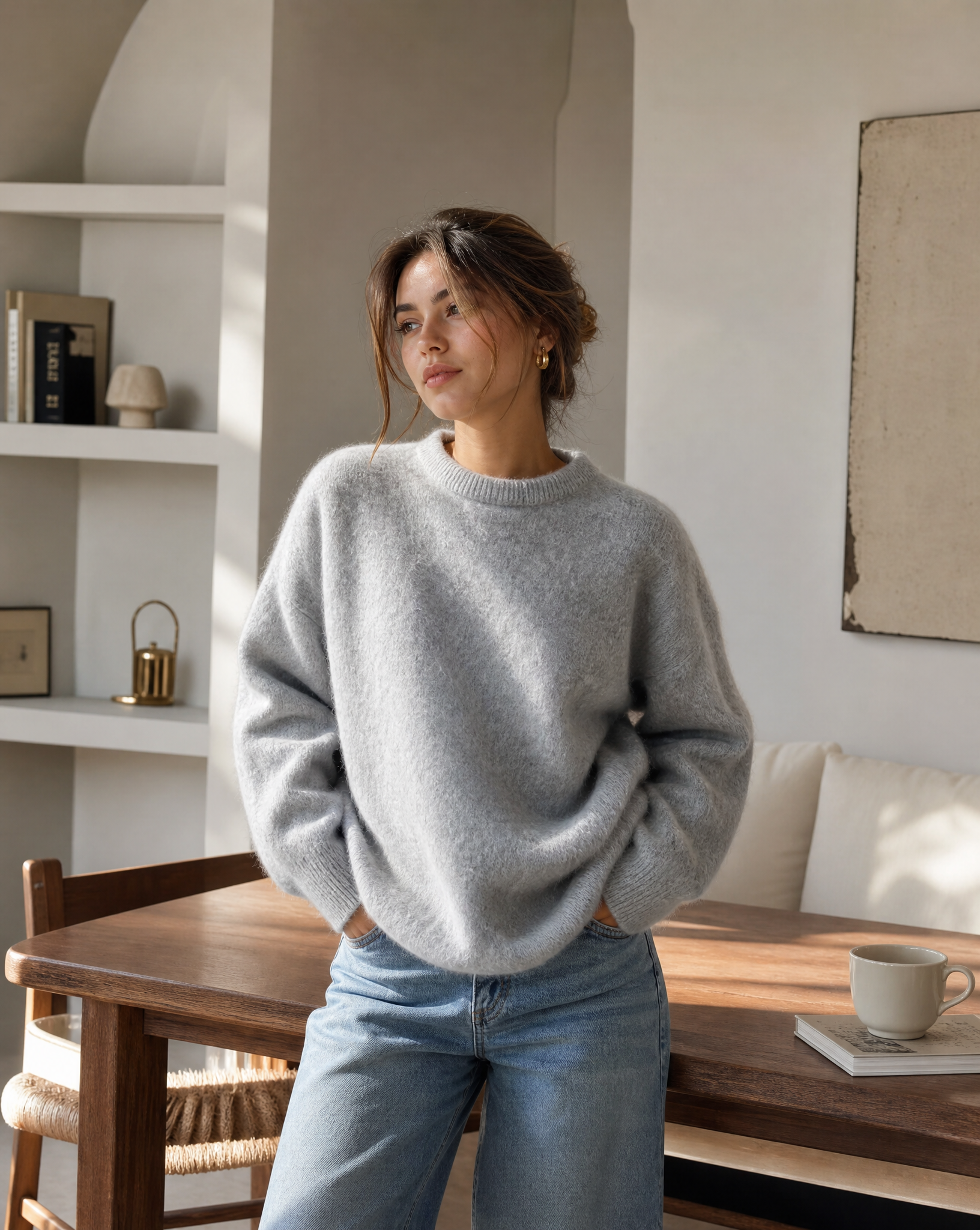 Sophie – Sweter damski z puszystym wykończeniem