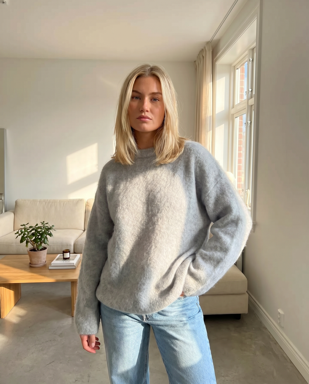 Sophie – Sweter damski z puszystym wykończeniem
