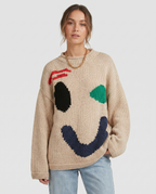 Nina – Sweter damski oversize z motywem uśmiechu