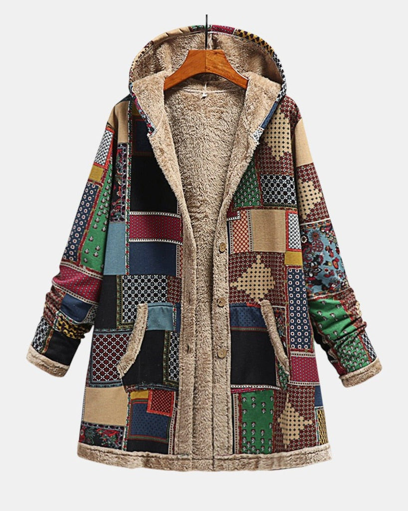 Jagna – Kurtka damska patchwork z kapturem