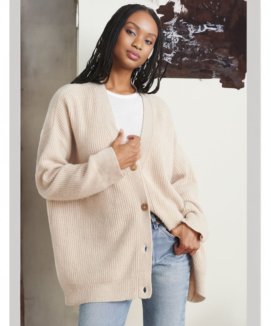 Johanna – Kardigan damski oversize z guzikami