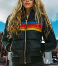 Karolina | Kurtka zimowa damska retro z kapturem i paskami