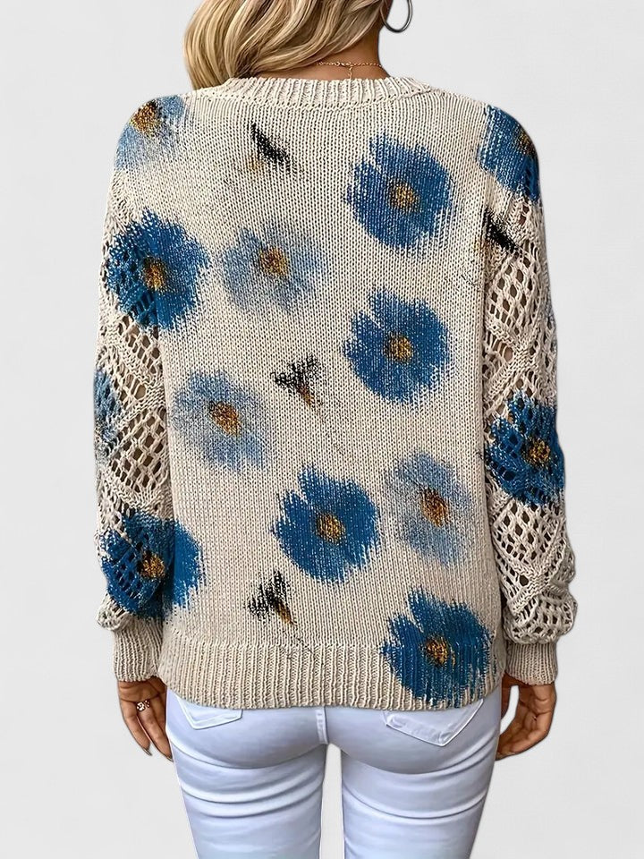 Mae – Lekki sweter damski w kwiatowy wzór
