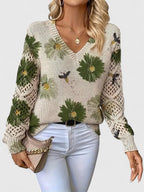 Mae – Lekki sweter damski w kwiatowy wzór