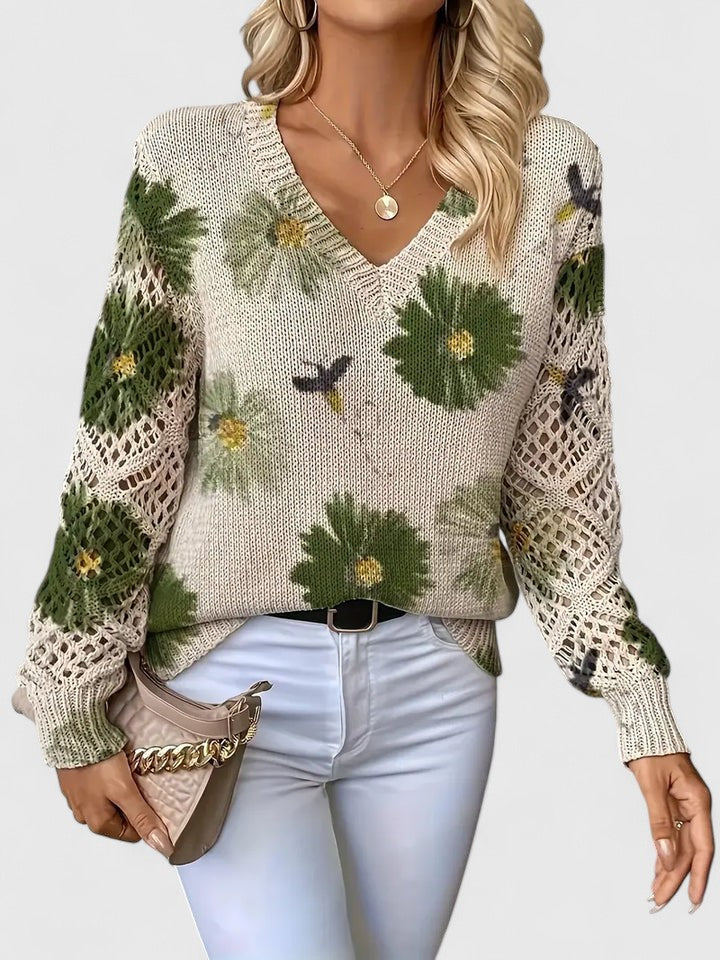 Mae – Lekki sweter damski w kwiatowy wzór