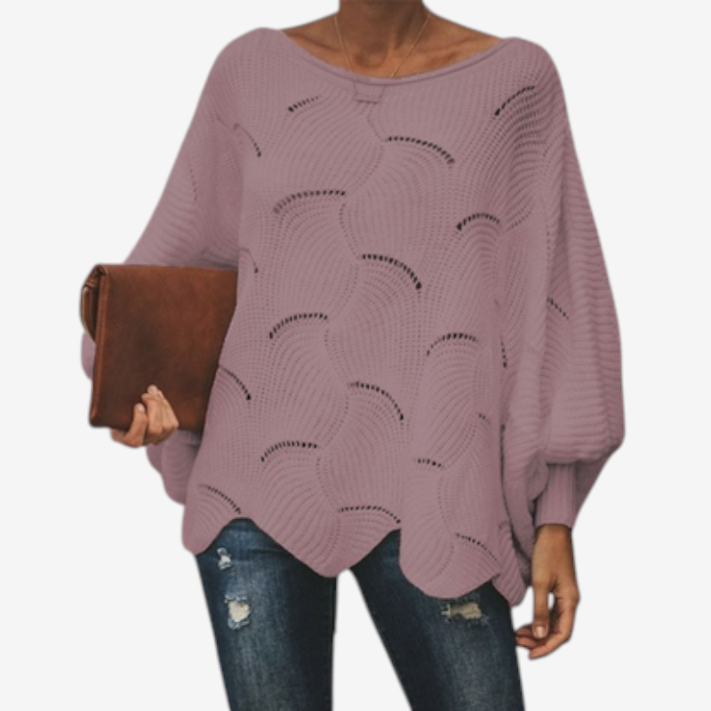 Elena – Damski sweter oversize z modnymi wycięciami