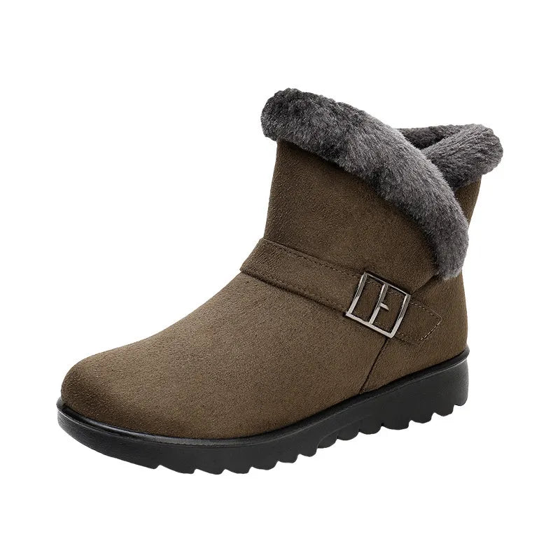 Monika | Buty Zimowe Damskie Zamszowe z Zamkiem