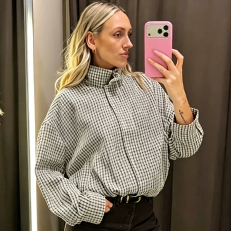 Renna – Oversize'owa kurtka bomberka w kratę