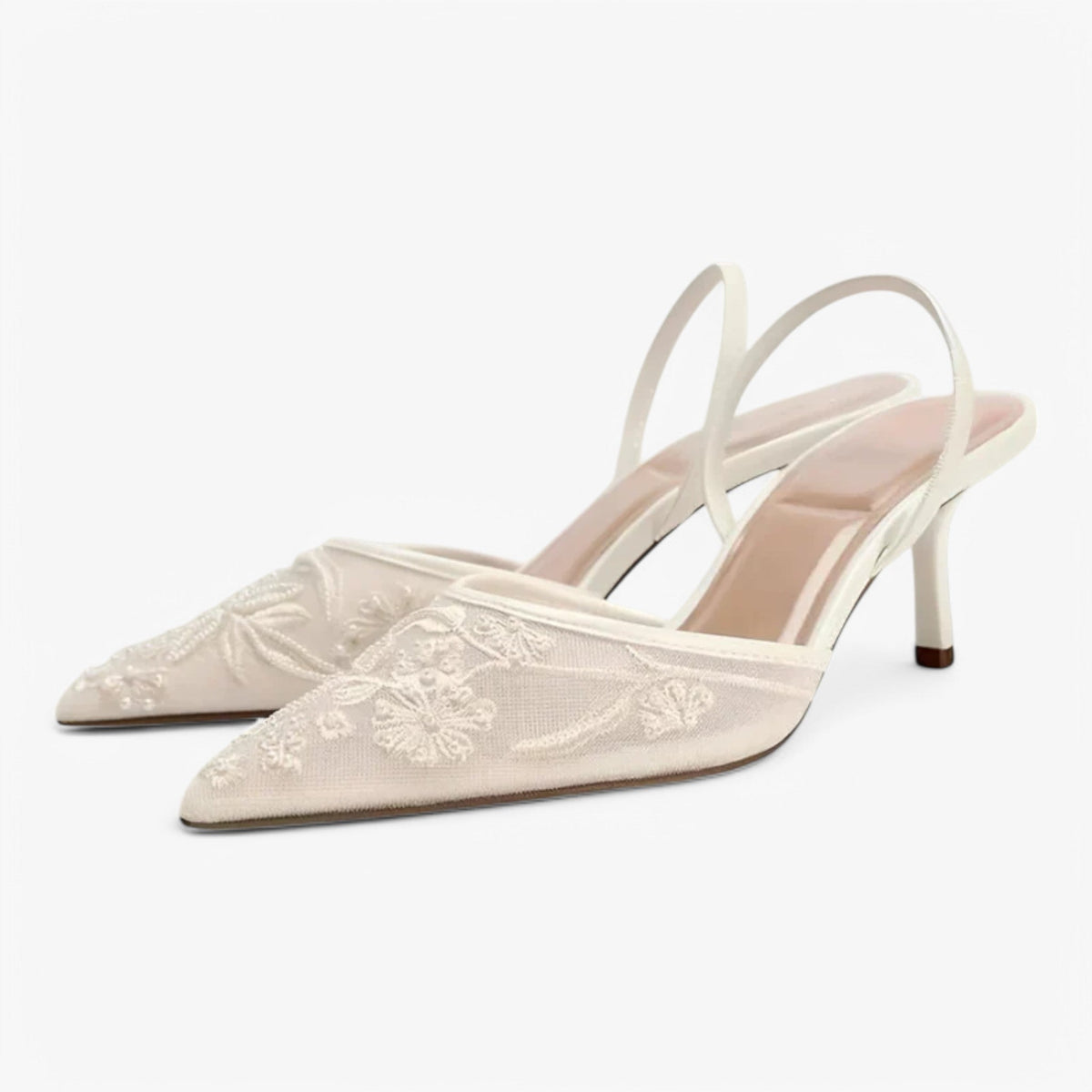 Livia – Eleganckie Damskie Szpilki Szpiczaste z Kwiatowym Haftem i Wygodnym Dopasowaniem