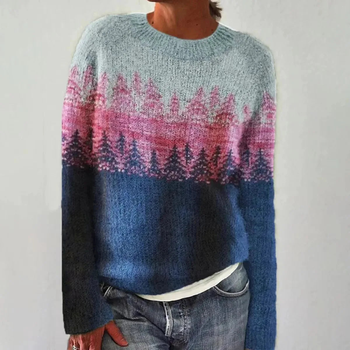 Silvia Rose – Sweter damski retro w kolorowe paski