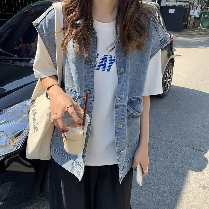 Lola – Jeansowa kamizelka damska oversize
