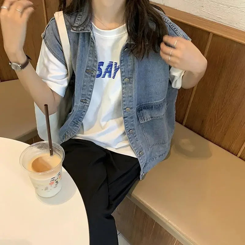 Lola – Jeansowa kamizelka damska oversize