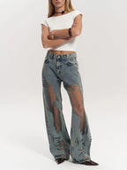 Daisy – Damskie jeansy z transparentnym detalem