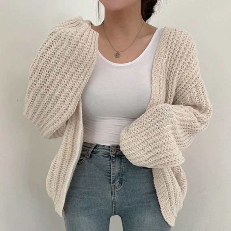 Erica – Kardigan damski oversize z bufiastymi rękawami