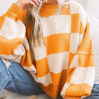 Sophia – Sweter damski oversize w szachownicę