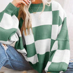 Sophia – Sweter damski oversize w szachownicę