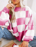 Sophia – Sweter damski oversize w szachownicę