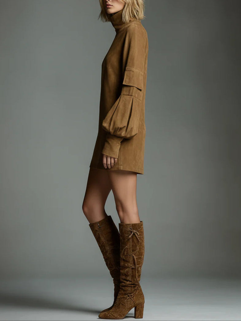 Daria – Sukienka mini z golfem w stylu vintage