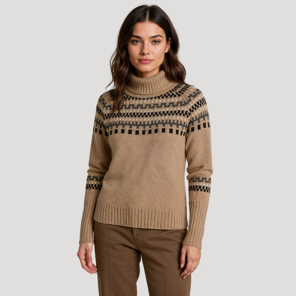 Inga – Sweter damski oversize z geometrycznym wzorem
