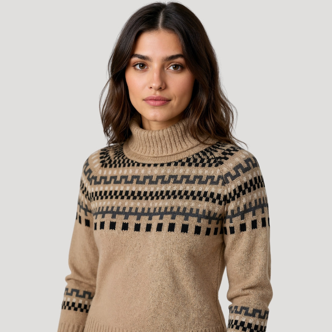 Inga – Sweter damski oversize z geometrycznym wzorem