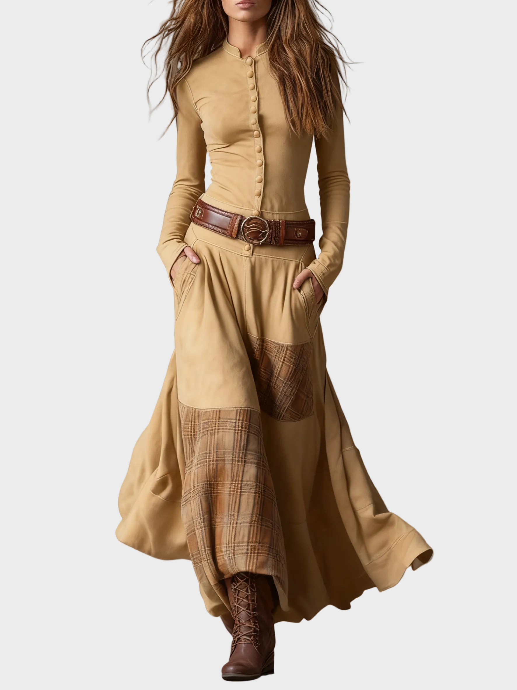 Helena Louise – Granatowa sukienka maxi w stylu vintage