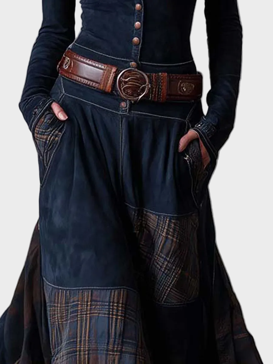 Helena – Granatowa sukienka maxi w stylu vintage