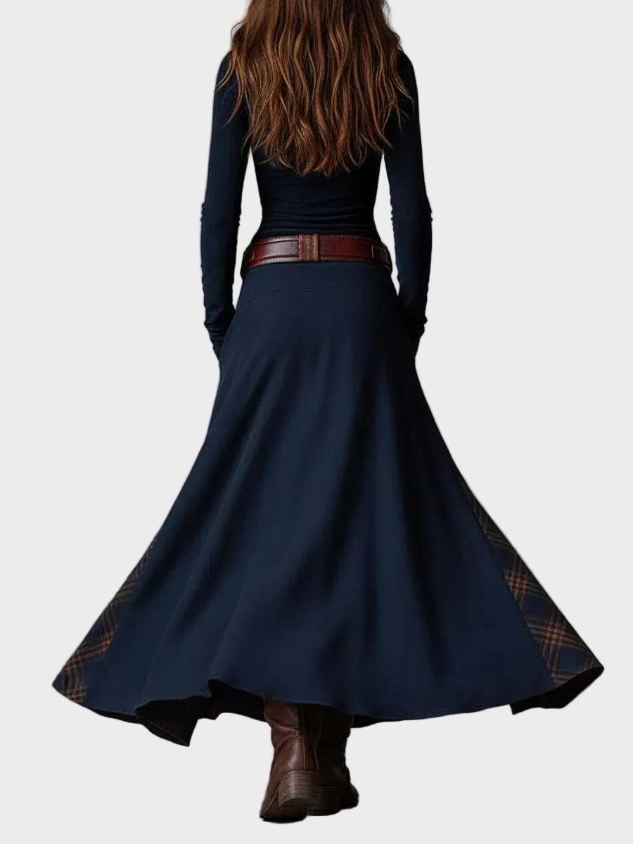 Helena – Granatowa sukienka maxi w stylu vintage
