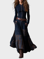 Helena – Granatowa sukienka maxi w stylu vintage