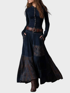 Helena – Granatowa sukienka maxi w stylu vintage