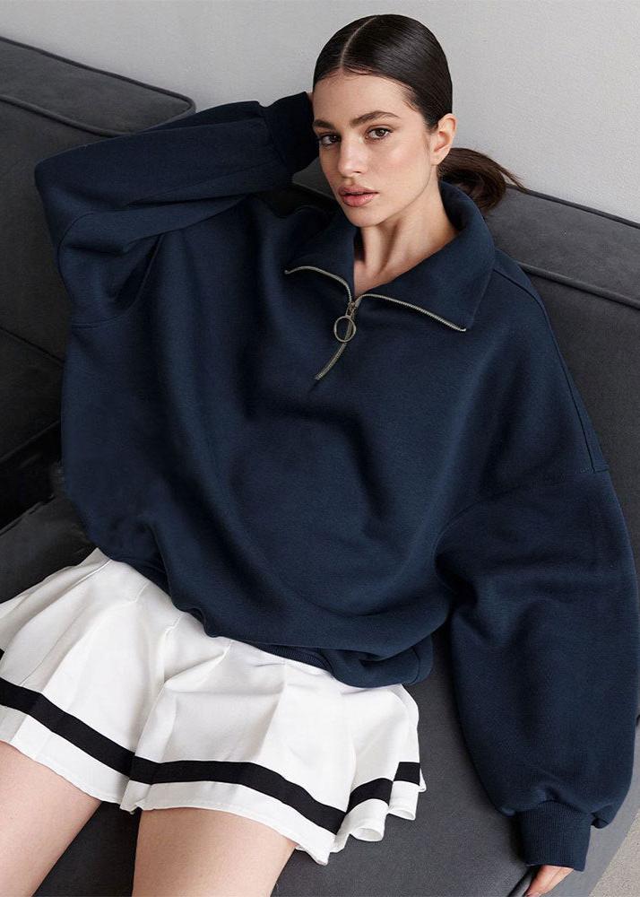 Erica – Sweter damski oversize z zamkiem pod szyją