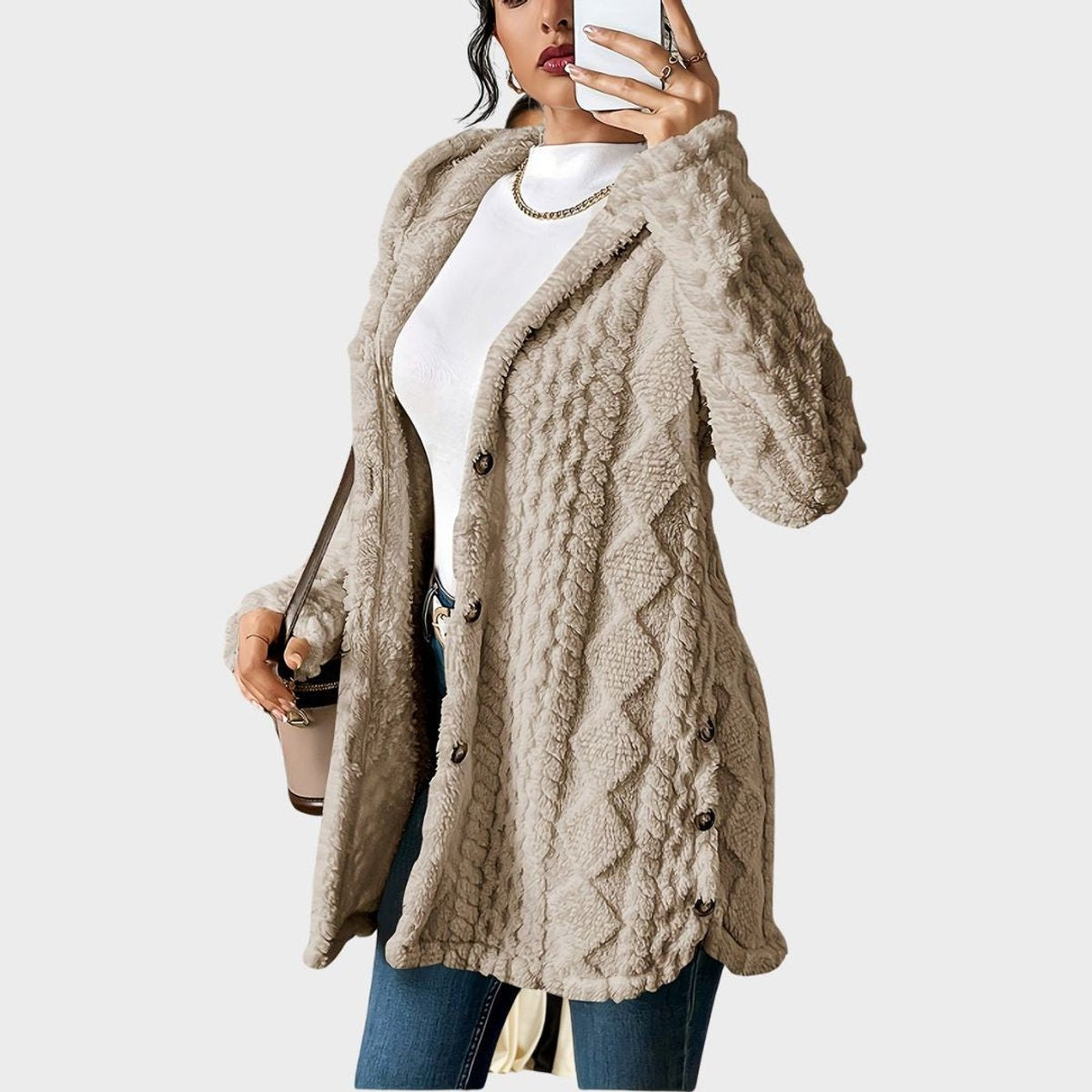 Annika – Kardigan damski z kapturem o kroju oversize
