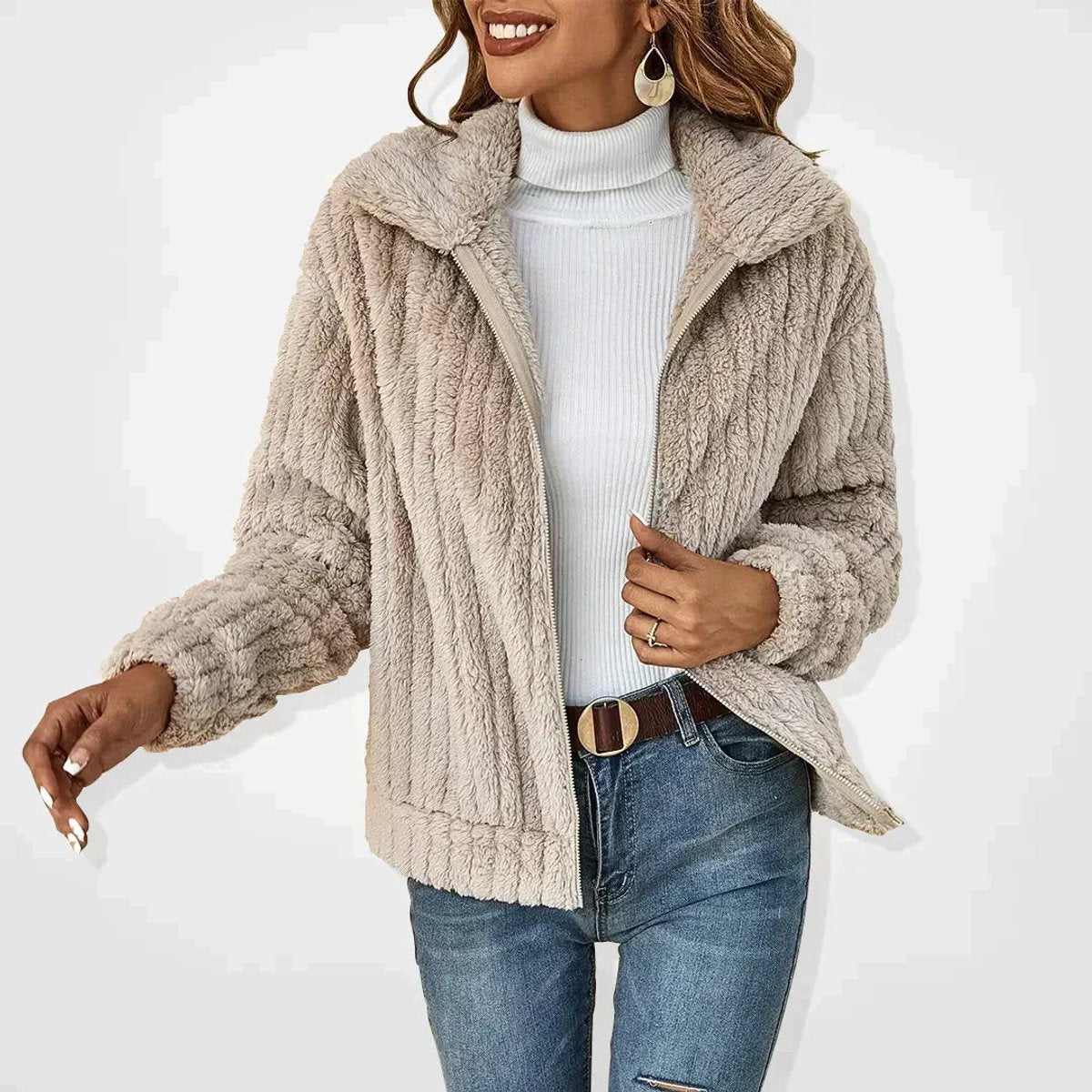 Frieda – Kardigan damski oversize na zamek