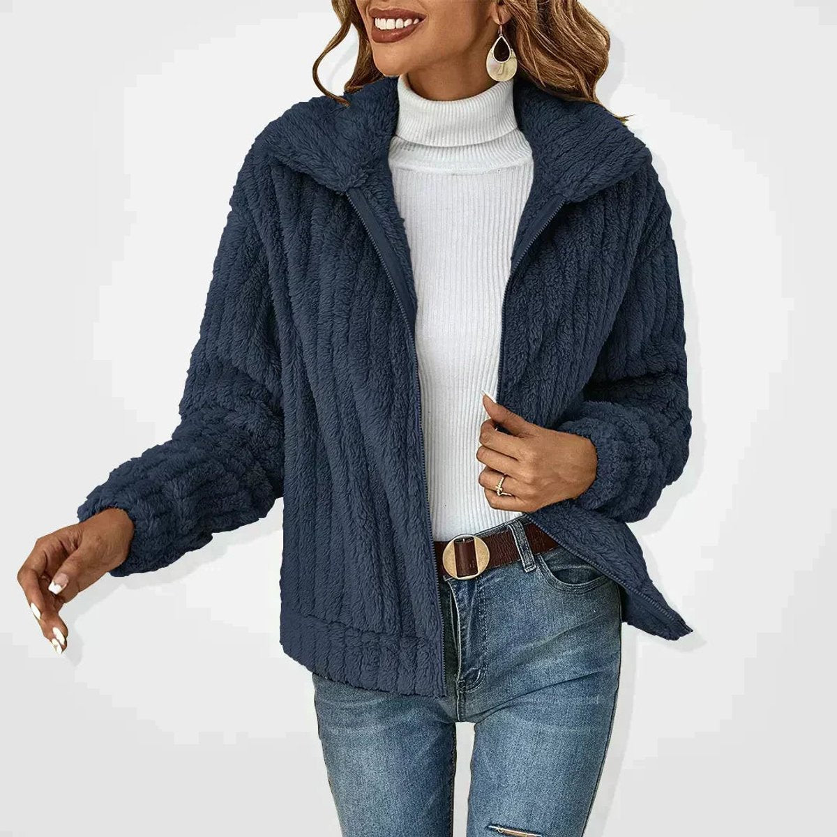 Frieda – Kardigan damski oversize na zamek