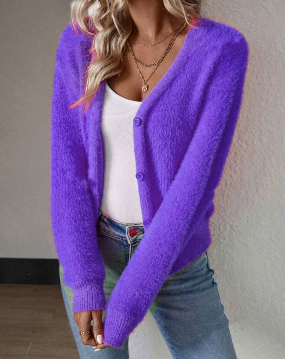 Marie – Kardigan damski z dekoltem w serek i guzikami