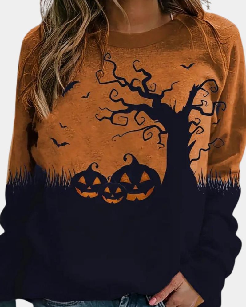 Sweter damski Halloween z motywem dyni