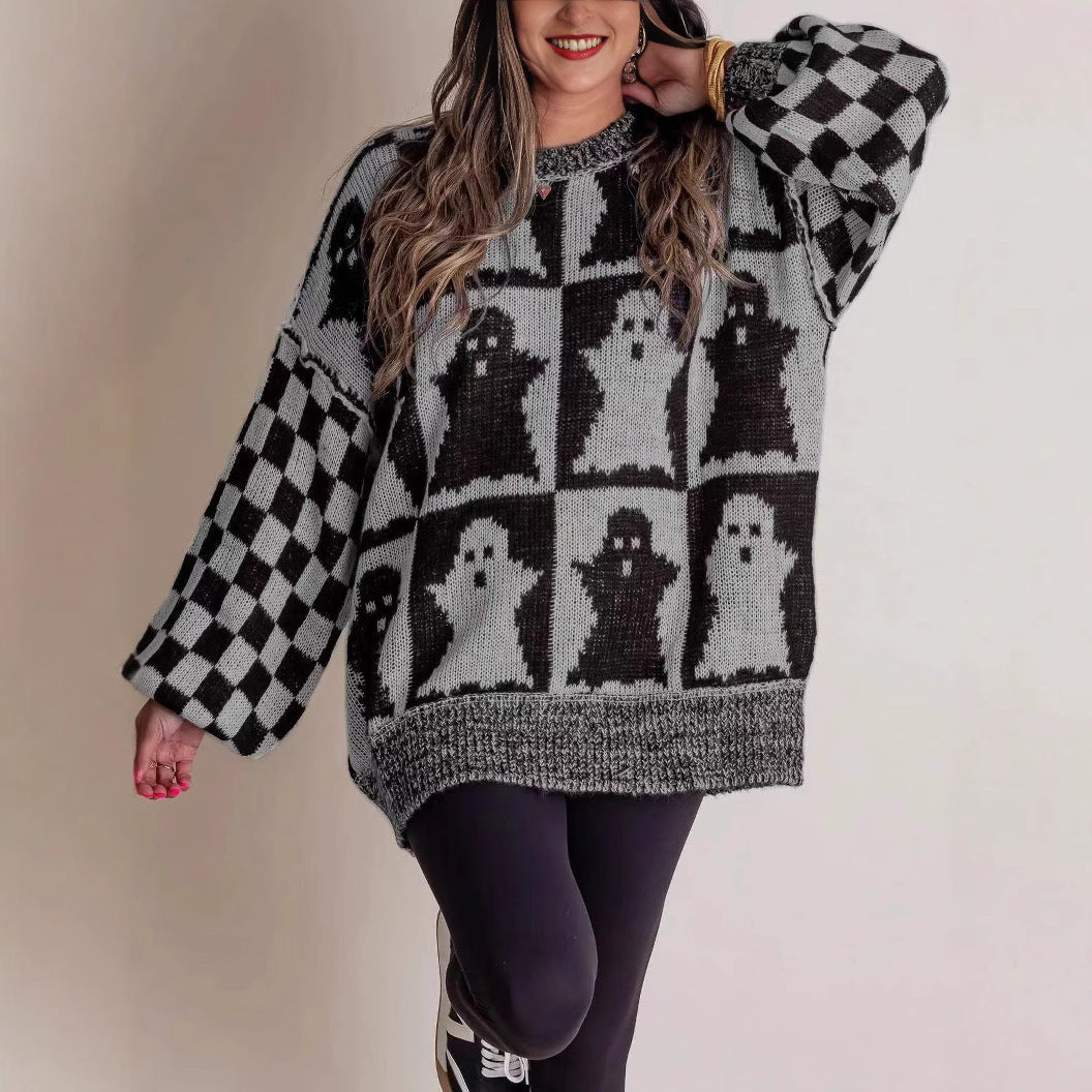 Sweter damski Halloween z motywem ducha