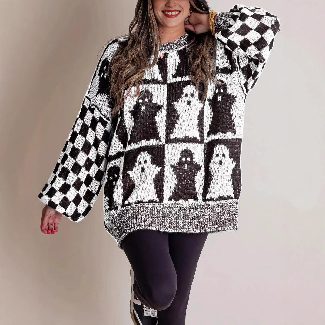 Sweter damski Halloween z motywem ducha