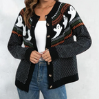 Sweter damski Halloween z żakardowym motywem duchów