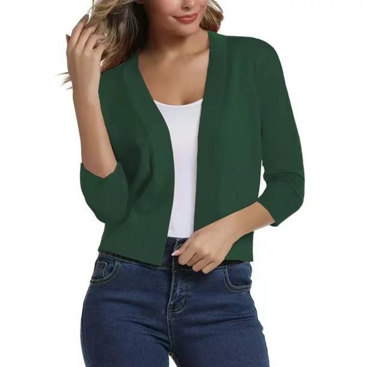 Katharina – Krótki kardigan damski z rękawem 3/4