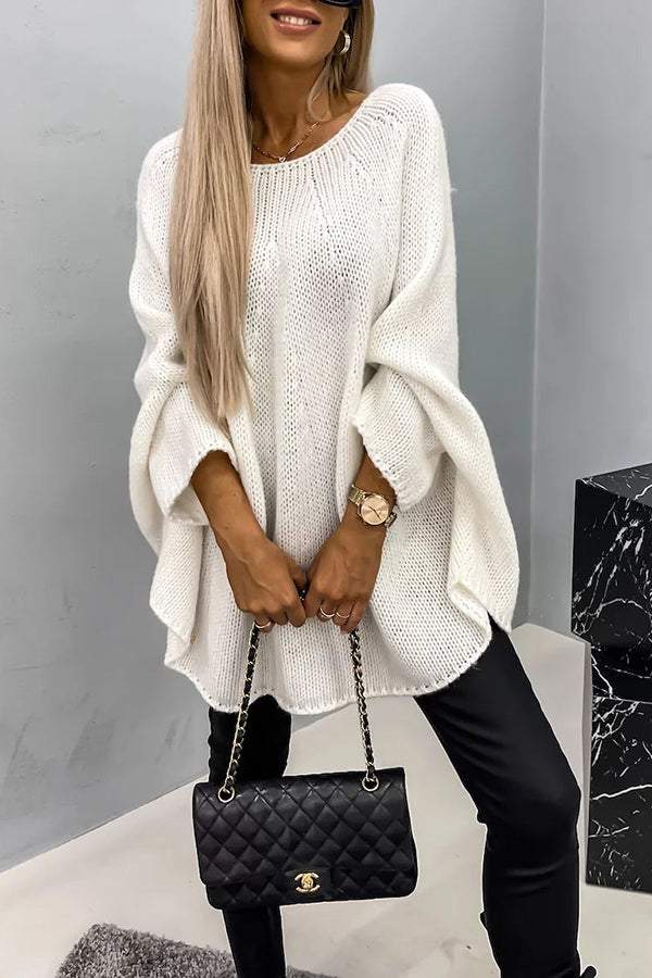 Sweter damski oversize z rękawami nietoperz