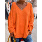 Sweter damski oversize z dekoltem w serek