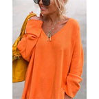 Sweter damski oversize z dekoltem w serek
