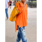 Sweter damski oversize z dekoltem w serek