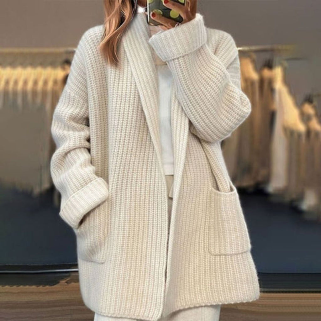 Elisabeth – Oversize'owy kardigan damski z kieszeniami